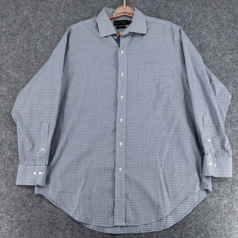 Lauren Ralph Lauren Mens 16.5 32/33 Classic Fit Non Iron Cotton Dress Shirt Blue